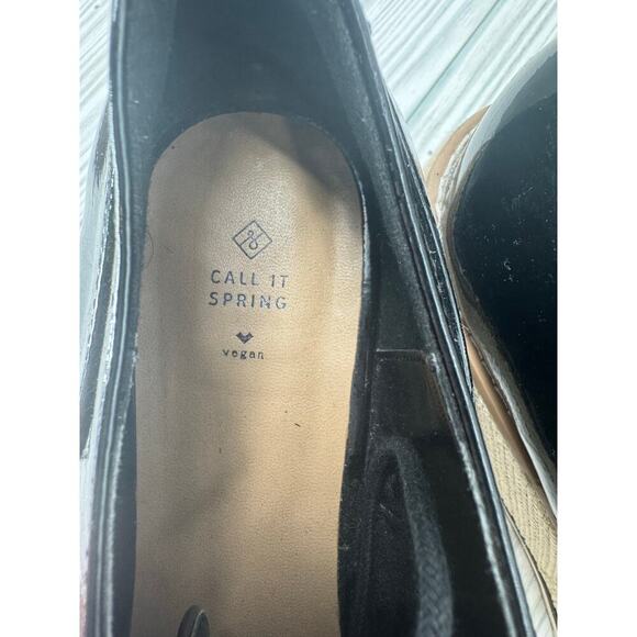 Call It Spring Vegan Aria Glossy Y2K Oxford‎ Chunky Heel Black Shoes Size 8.5 - Picture 9 of 10